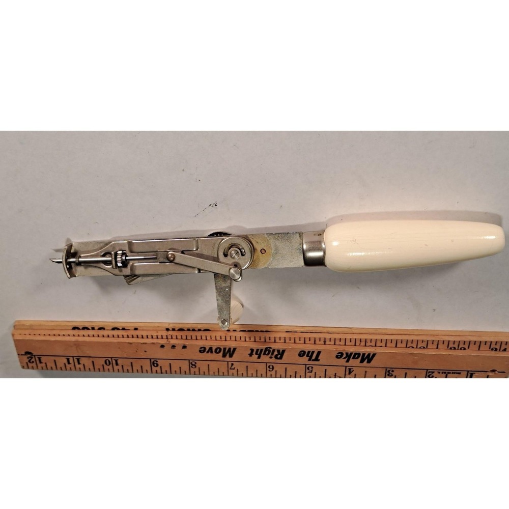 Vintage Made in Denmark Patented Hand Crank Rug Hooking Tool Punch Needle